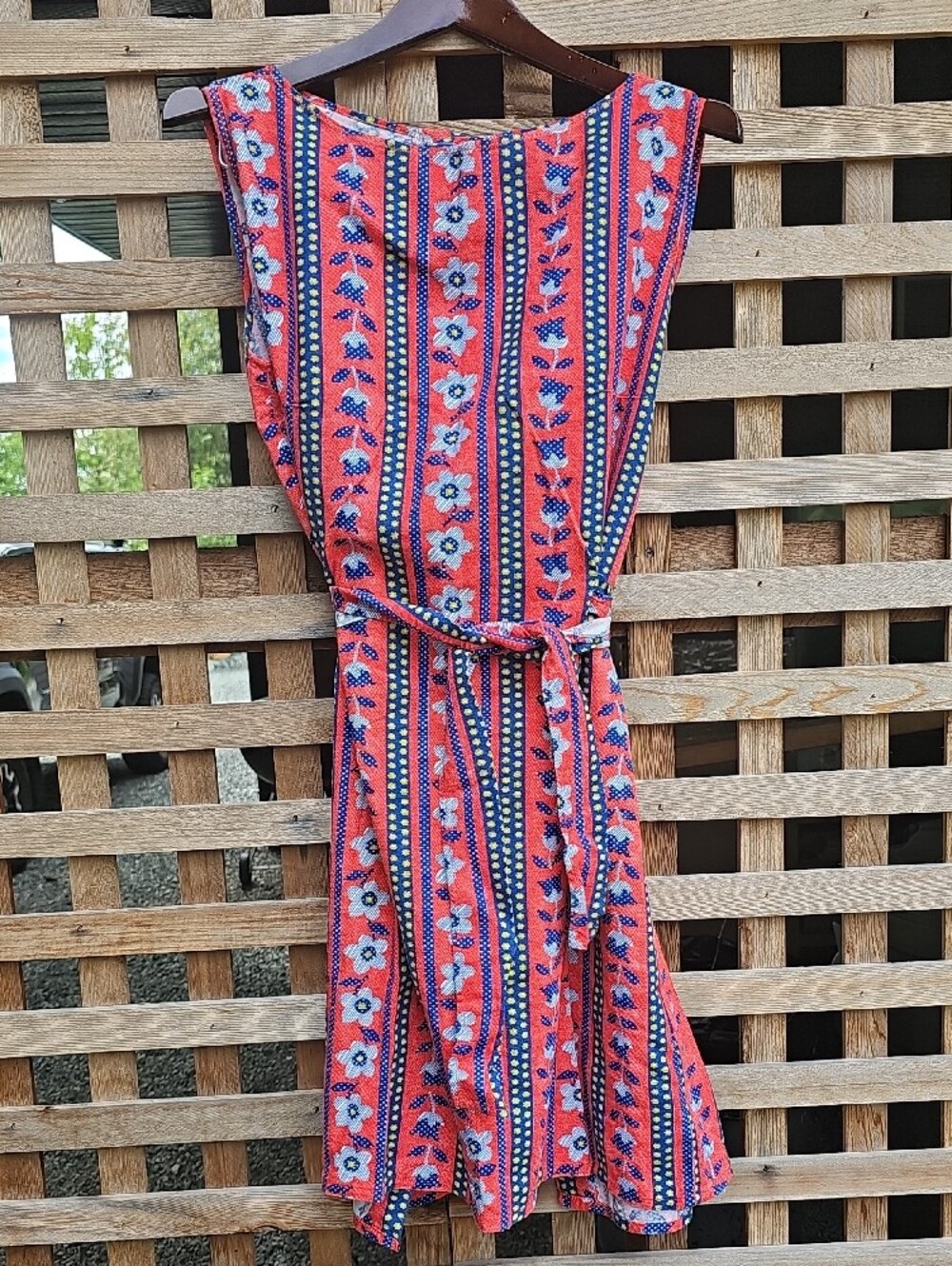 Handmade Scandi-Style Red Floral Apron